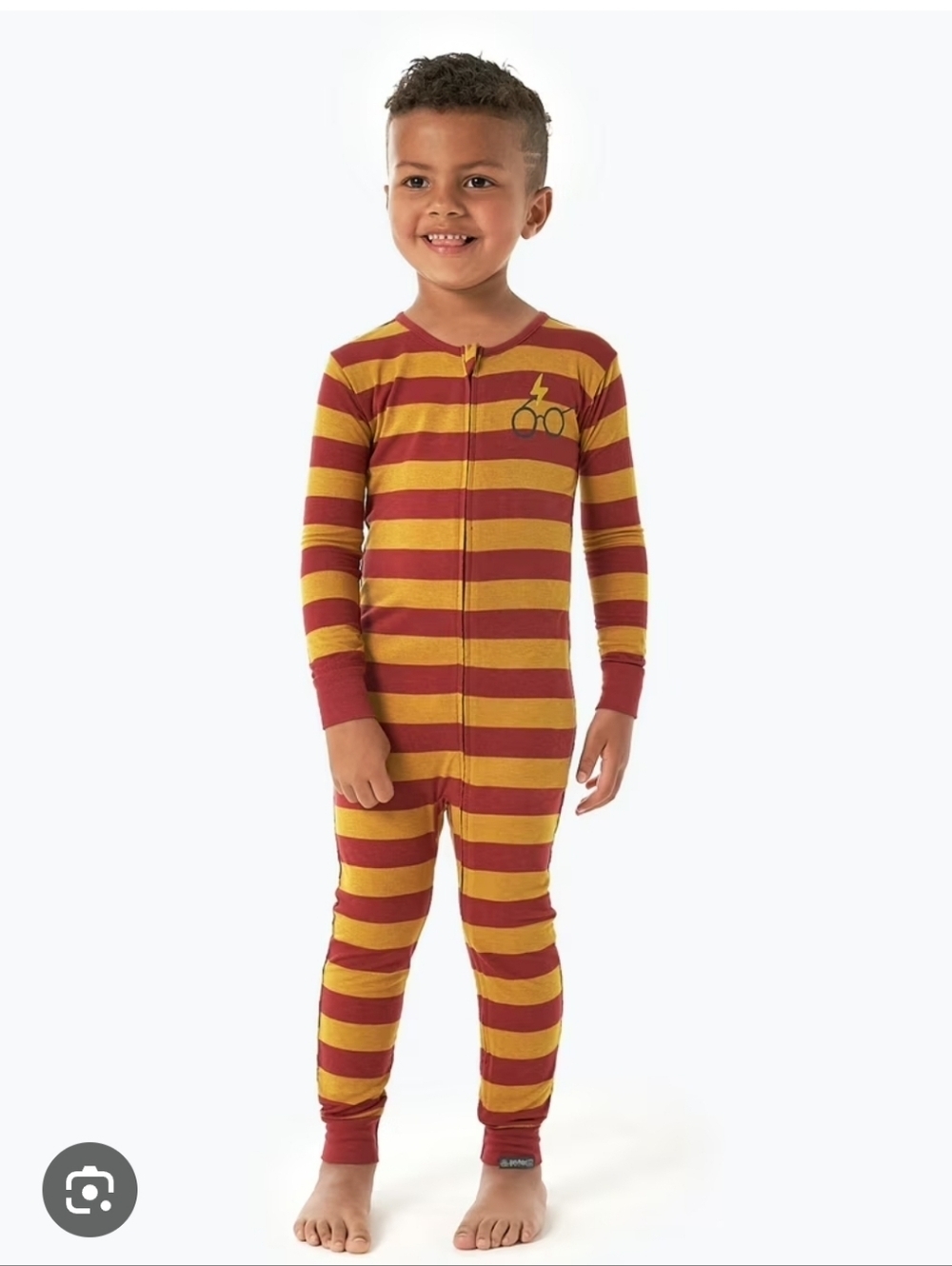 Modern Moments Harry Potter Kids Striped One-Piece Pajamas in Red and Mustard 4T